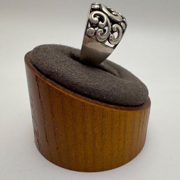 VTG Solid Sterling Silver 925 Scroll Design Tapered Band Ring Size 5.75 - Picture 6 of 15